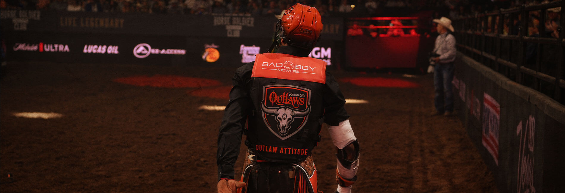 #1 Bull-Rider in the World, Cassio Dias taking in the crowd after a 87.75 point ride.